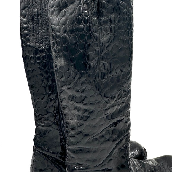 Kalso Earth Shiny Alligator Skin Pattern Boots size 6.5 Women black Mid-Calf - Picture 13 of 16